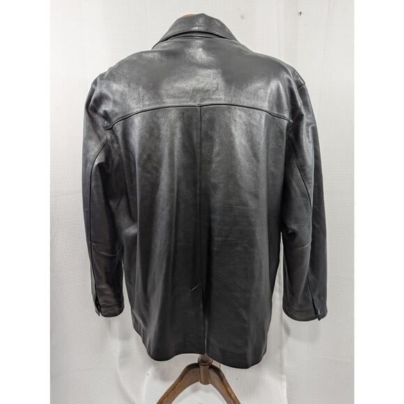 NWOT! GUESS! SUPPLE SOFT BLACK GENUINE LEATHER WOOL ZIP LINER JACKET, COAT!SZ XL - Picture 9 of 14